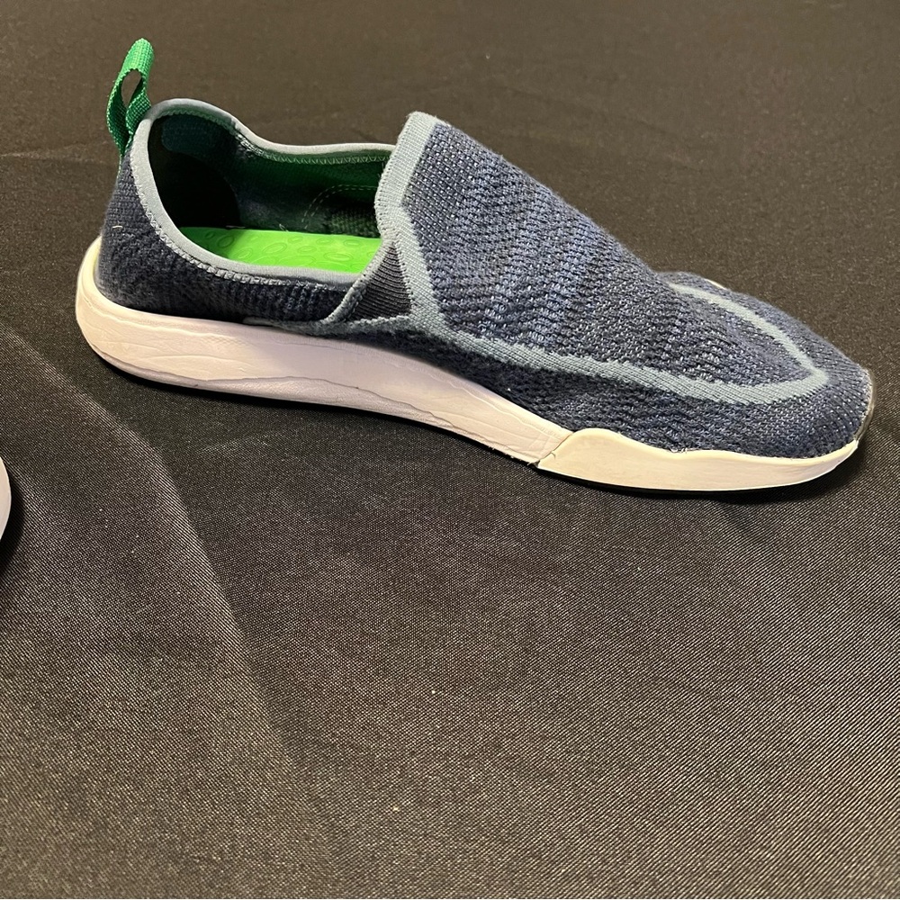 Sanuk Blue and Green Slip-On Sneakers with Stretchy Fit - Picture 3 of 7